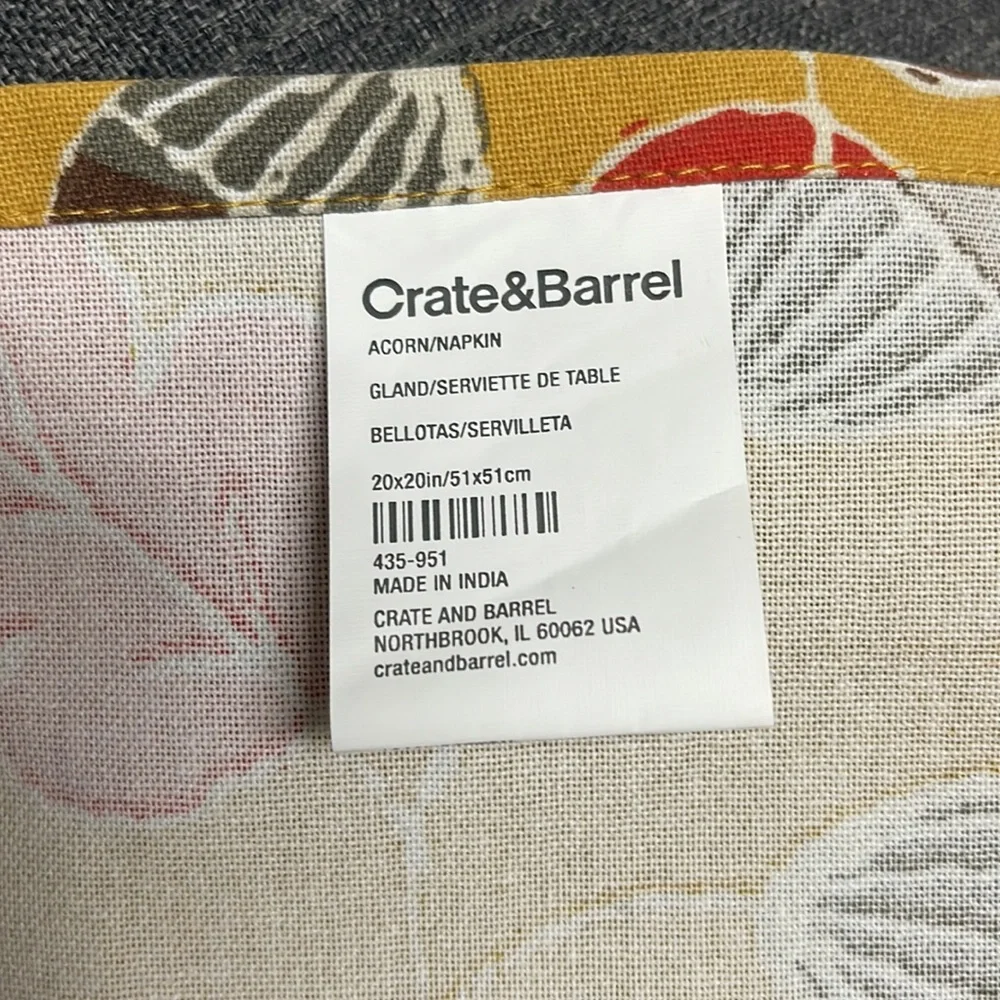 Crate & Barrel Acorn Napkins